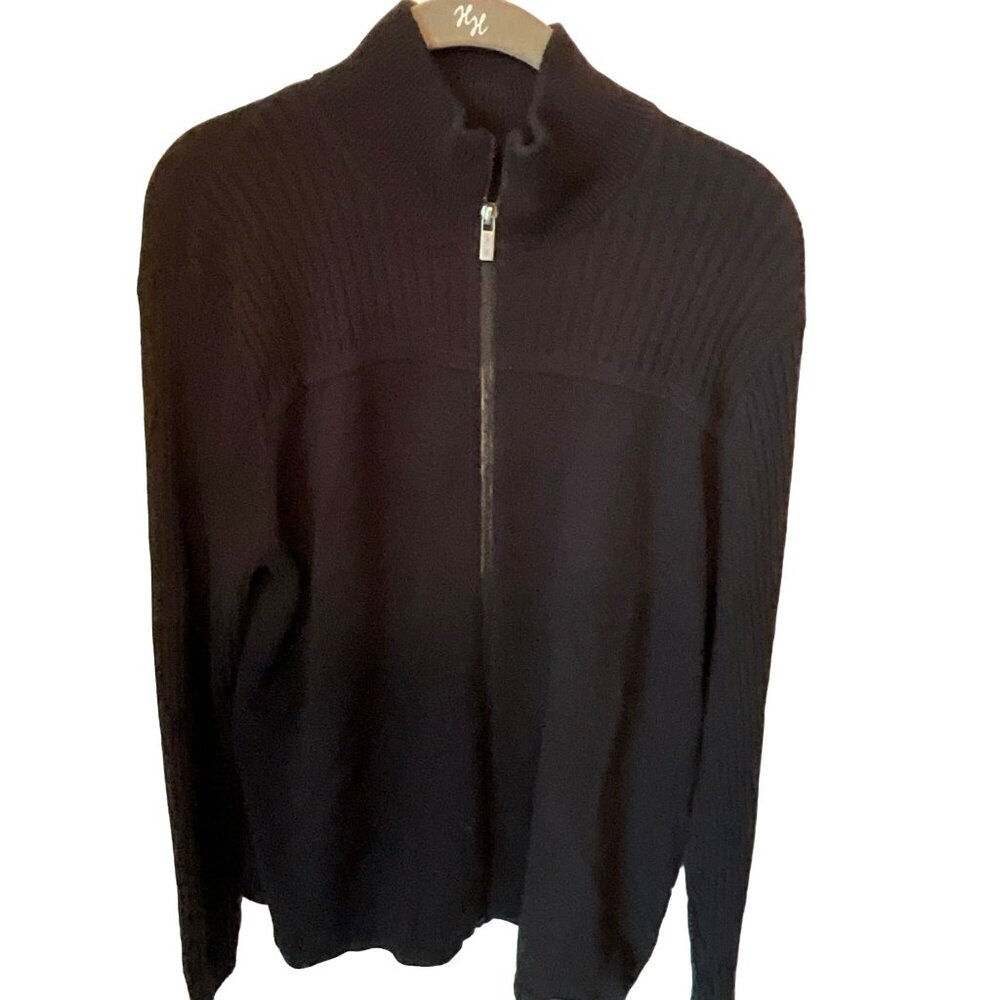 Michael Kors Black 1/4‎ Zip Men's Sweater Pullover Large